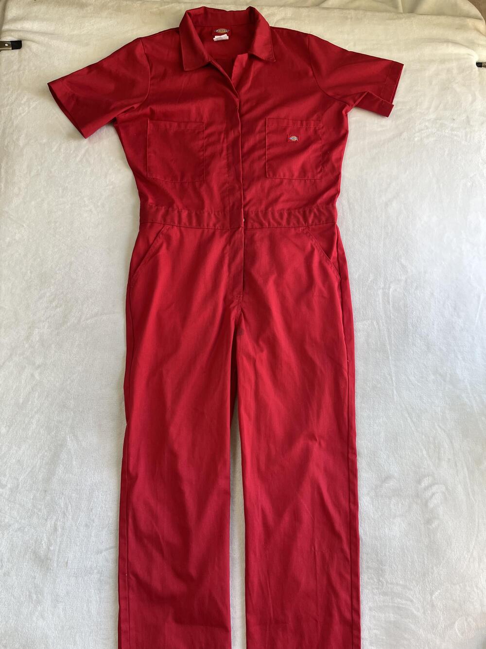 Dickies Coveralls Mens Large Red Short Sleeve Twill Workwear Mechanic Utility